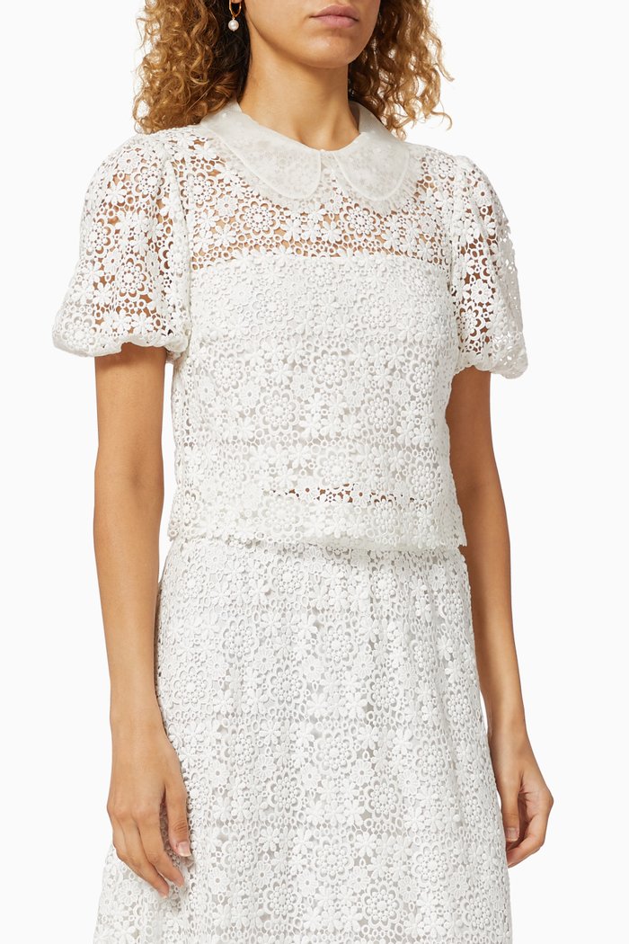 

Frill Lace Blouse, White
