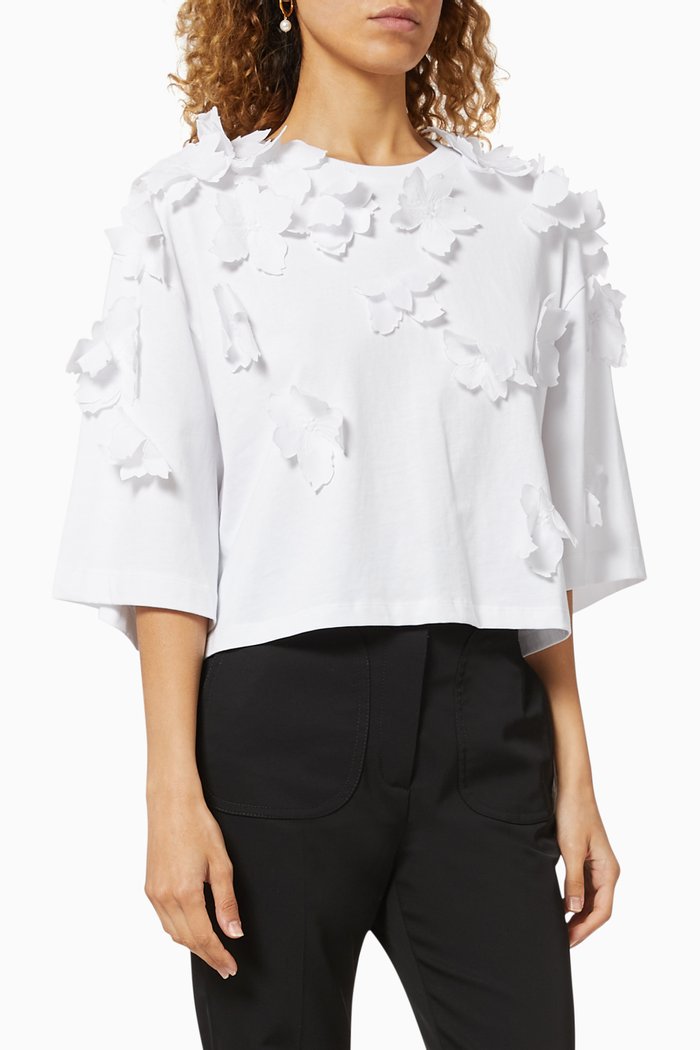 

Floral Cropped T-shirt, White