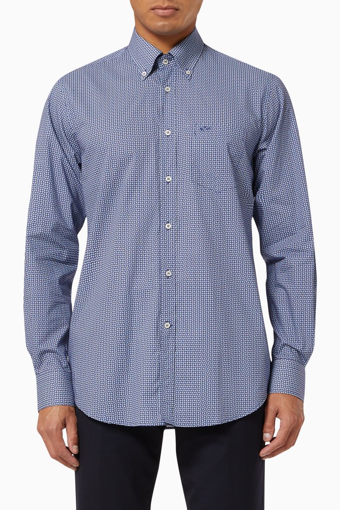 

Floral Cotton Poplin Shirt, Blue