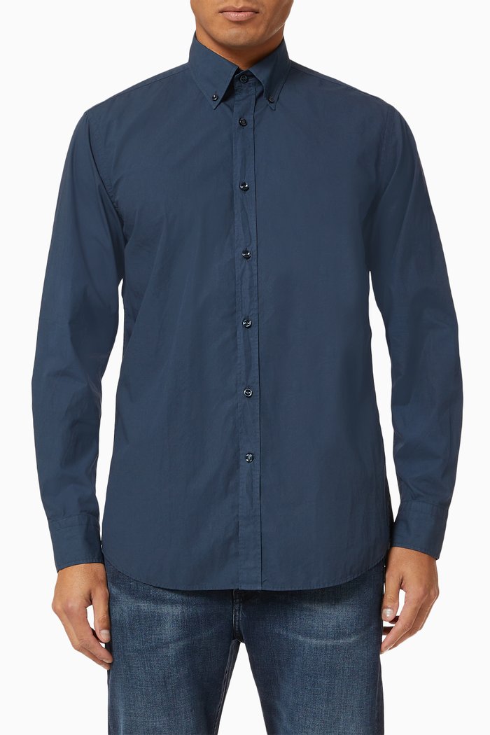 

Organic Cotton Poplin Shirt, Blue