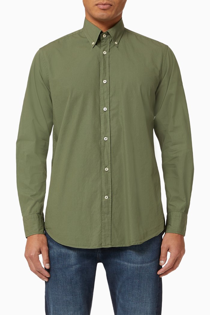 

Organic Cotton Poplin Shirt, Green