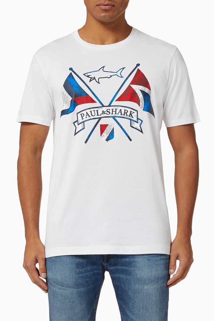

T-shirt with Nautical Flags in Cotton, White