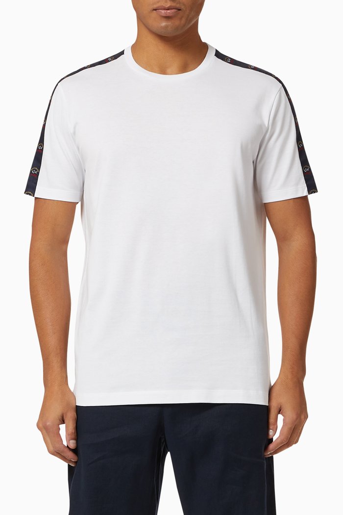 

T-shirt with Logo Tape in Cotton, White