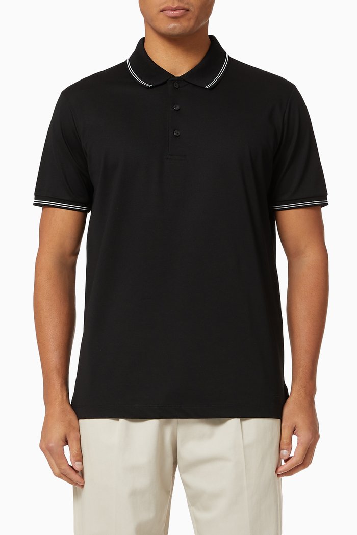 

Cotton Piqué Polo, Black