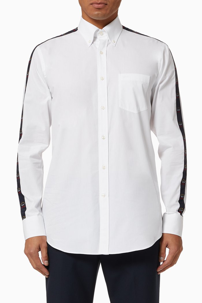 

Shirt with Logo Tape in Cotton Poplin, White