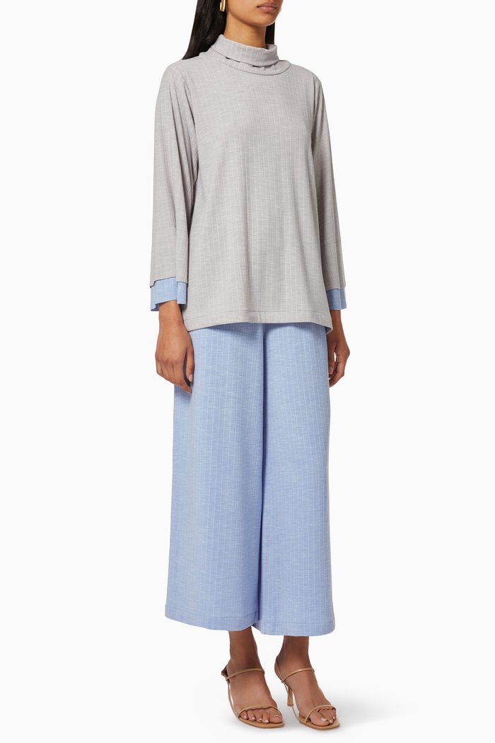 

Self Stripe Jersey Top & Pants Set, Multicolour