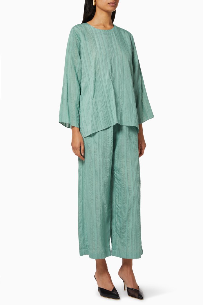 

Striped Top & Pants Set, Green