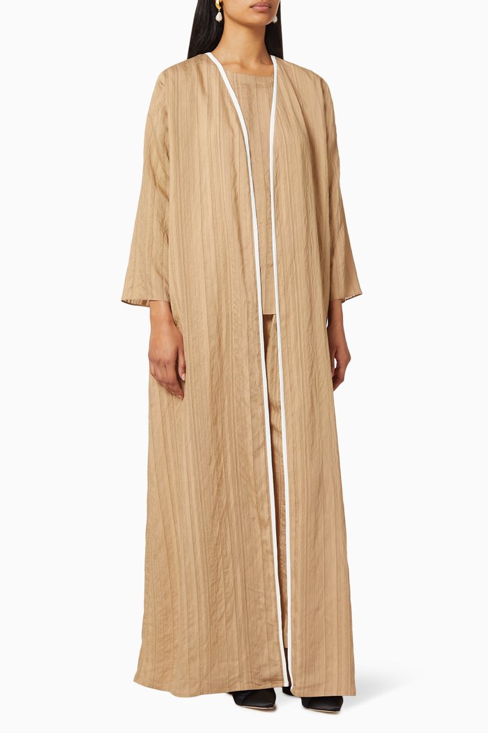 Stripe Abaya Set, Neutral
