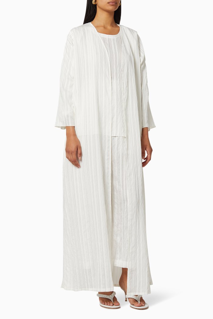 

Stripe Abaya Set, White