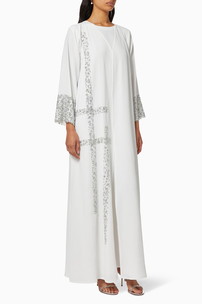 

Sequin Abaya Set, White