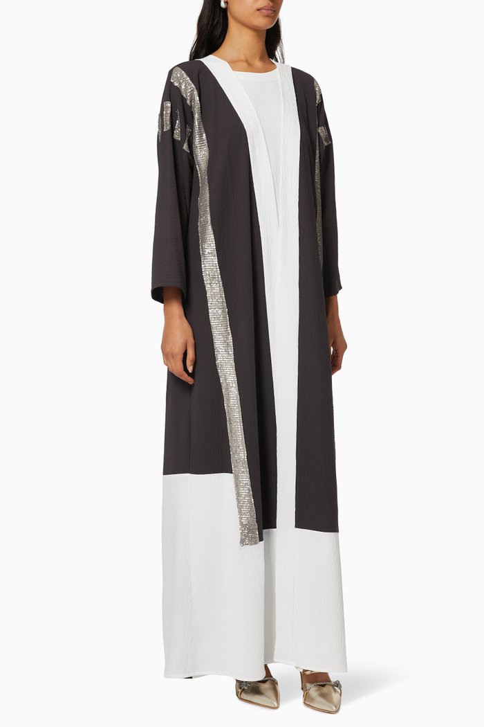 

Sequin Two Tone Abaya Set, Multicolour