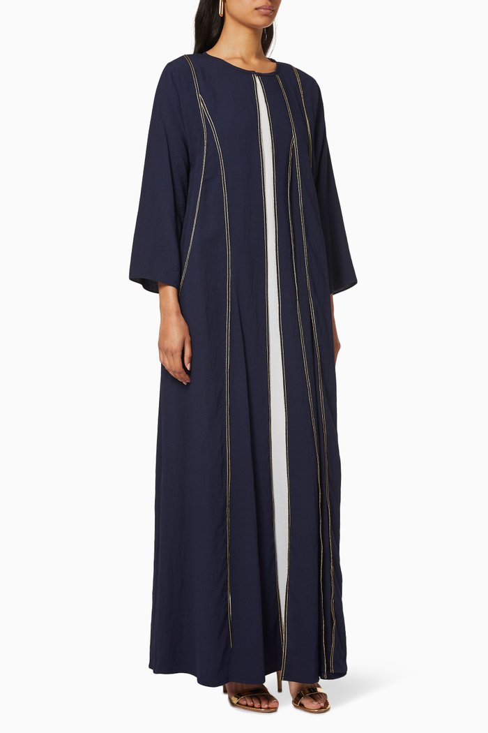 

Two Tone Panelled Abaya Set, Black