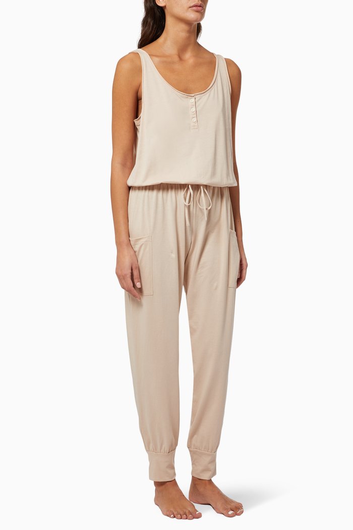 

Brie Cargo Jumpsuit in Cotton, Pink