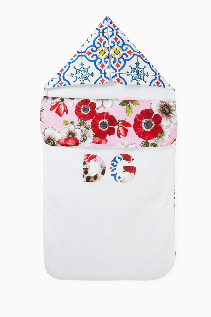 

Sleeping Bag with Patchwork & Majolica Print in Cotton Jersey, White