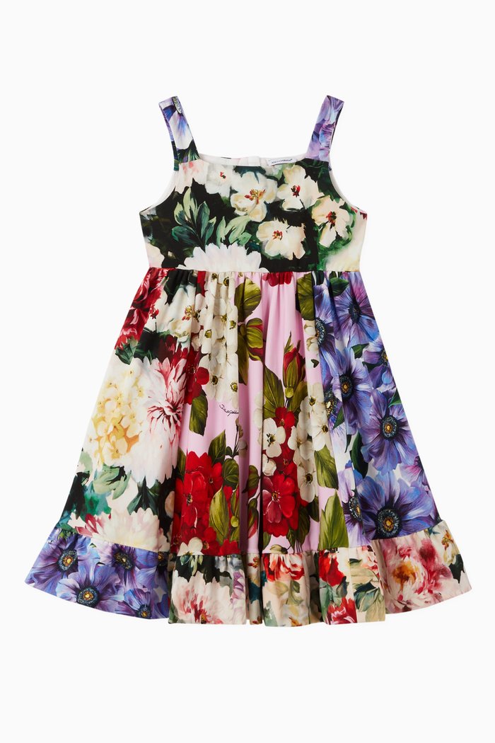 

Dress in Floral Print Cotton Interlock, Multicolour