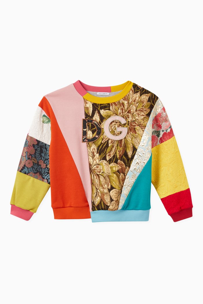 

DG Patch Sweatshirt in Patchwork Cotton & Jacquard, Multicolour