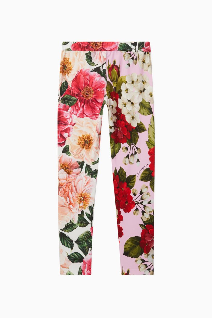 

Interlock Leggings with Camellia and Ortensia Print, Multicolour