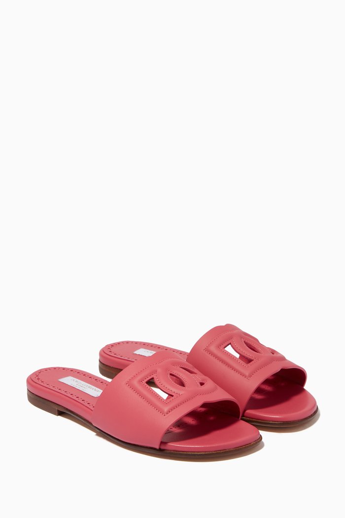 

DG Millenials Logo Slides in Leather, Pink