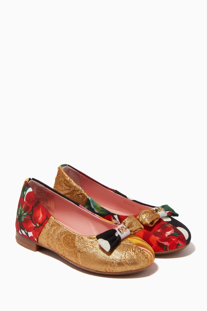 

Ballet Flats in Crêpe de Chine & Jacquard Patchwork, Multicolour