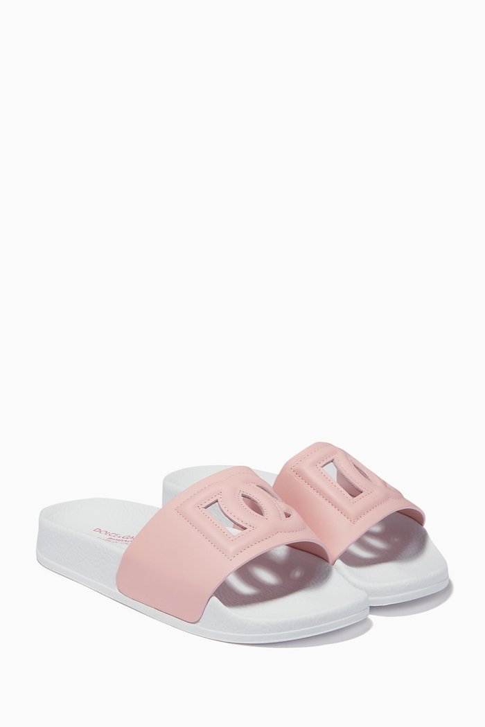 

DG Millenials Logo Slides in Leather, Pink