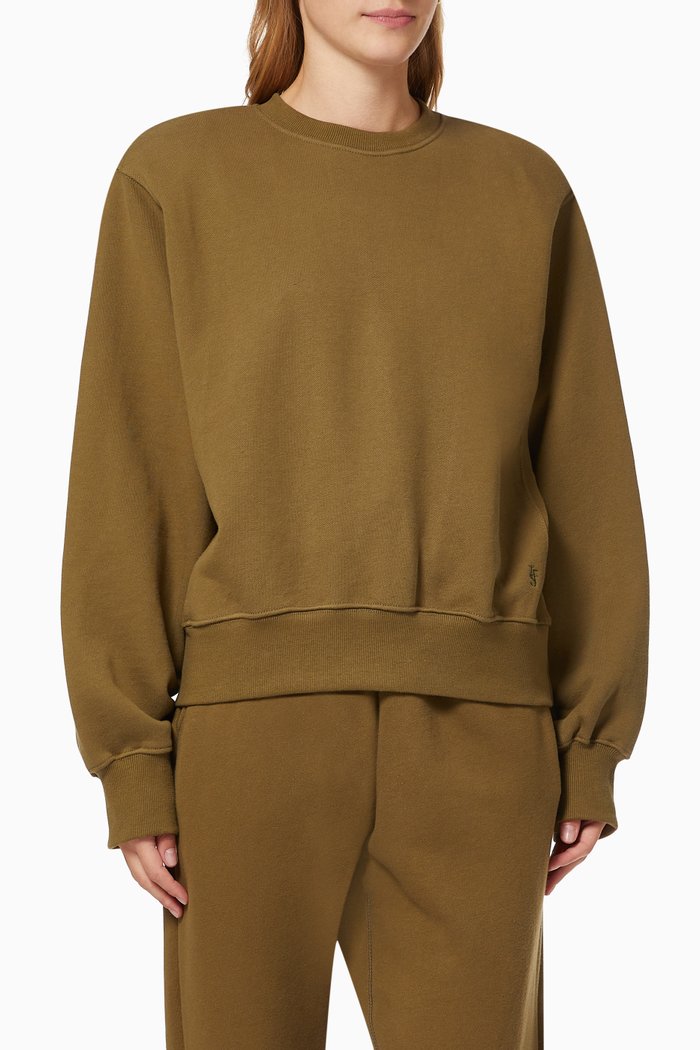 

Vanessa Padded Shoulder Sweatshirt in Cotton Fleece, Green