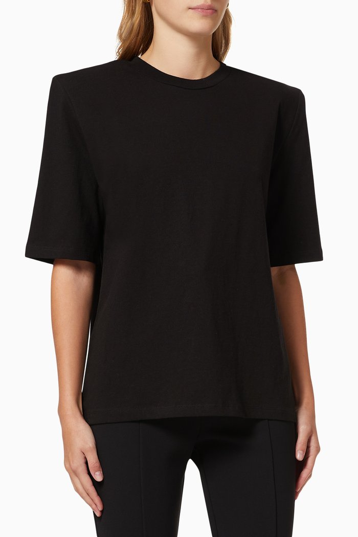 

Carrington Padded Shoulder T-shirt in Organic Cotton, Black