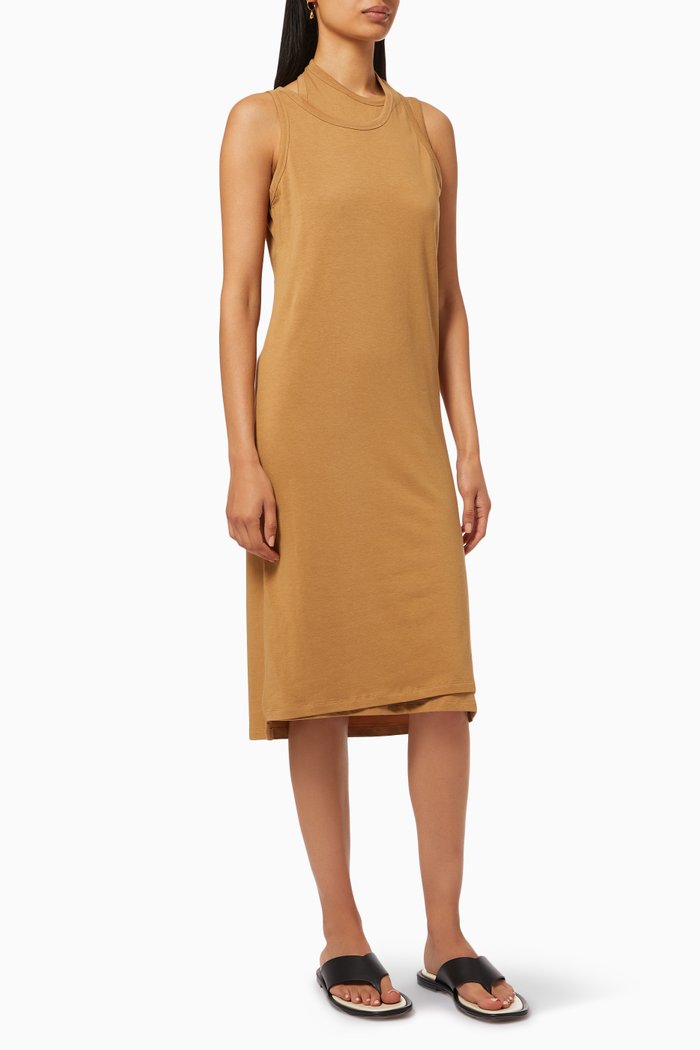 

Kit Asymmetric Layer Tank Dress in Cotton Modal Blend Jersey, Neutral