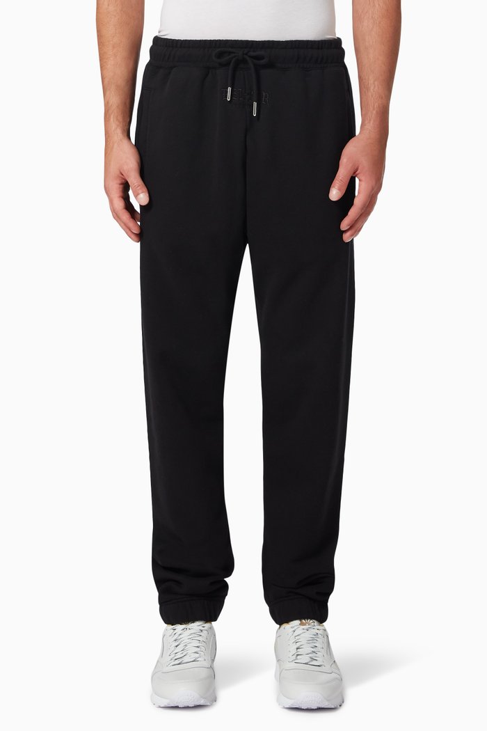 

Gothic Font Cotton Fleece Sweatpants, Black