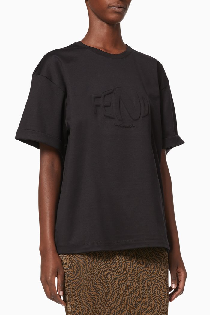 

Fisheye Embossed Logo T-shirt in Cotton Jersey, Black