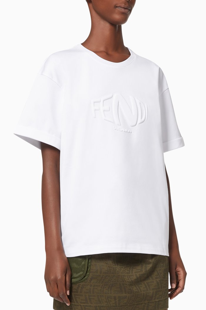 

Fisheye Embossed Logo T-shirt in Cotton Jersey, White