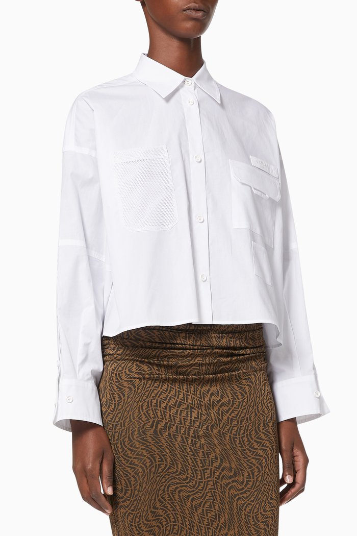 

Boxy Cropped Shirt in Cotton Poplin, White