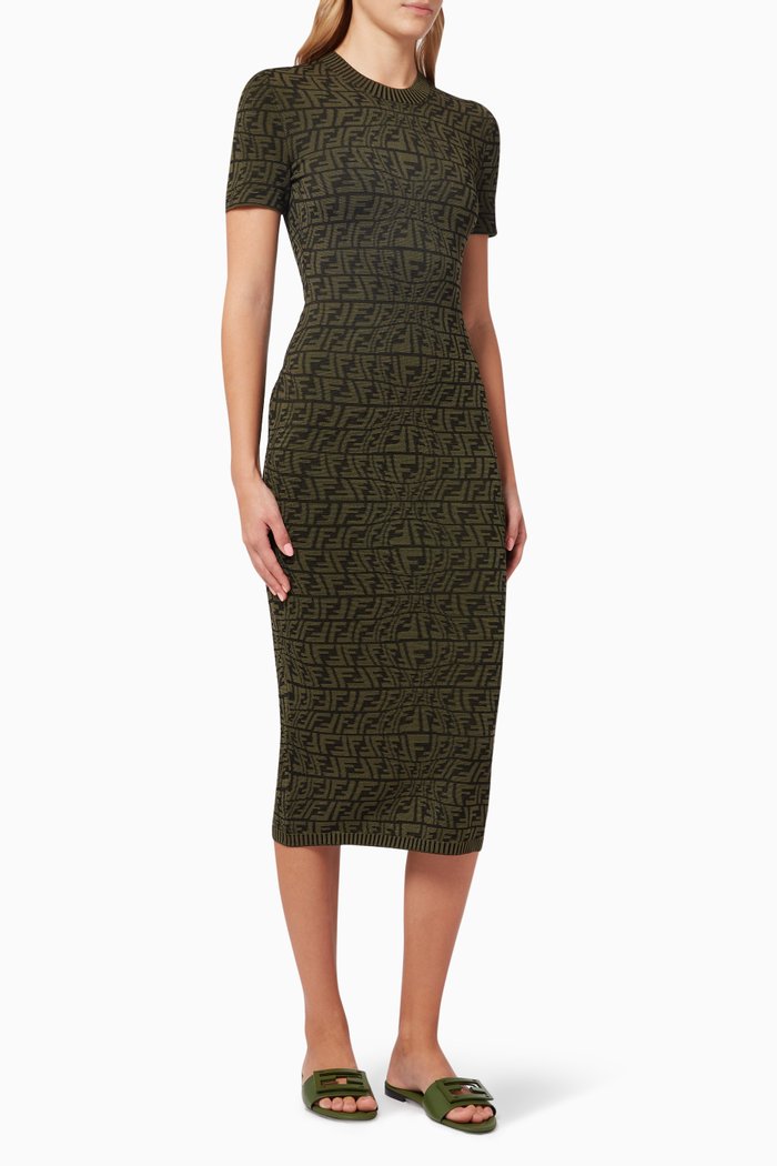 

FF Vertigo Motif Top in Viscose Knit, Green