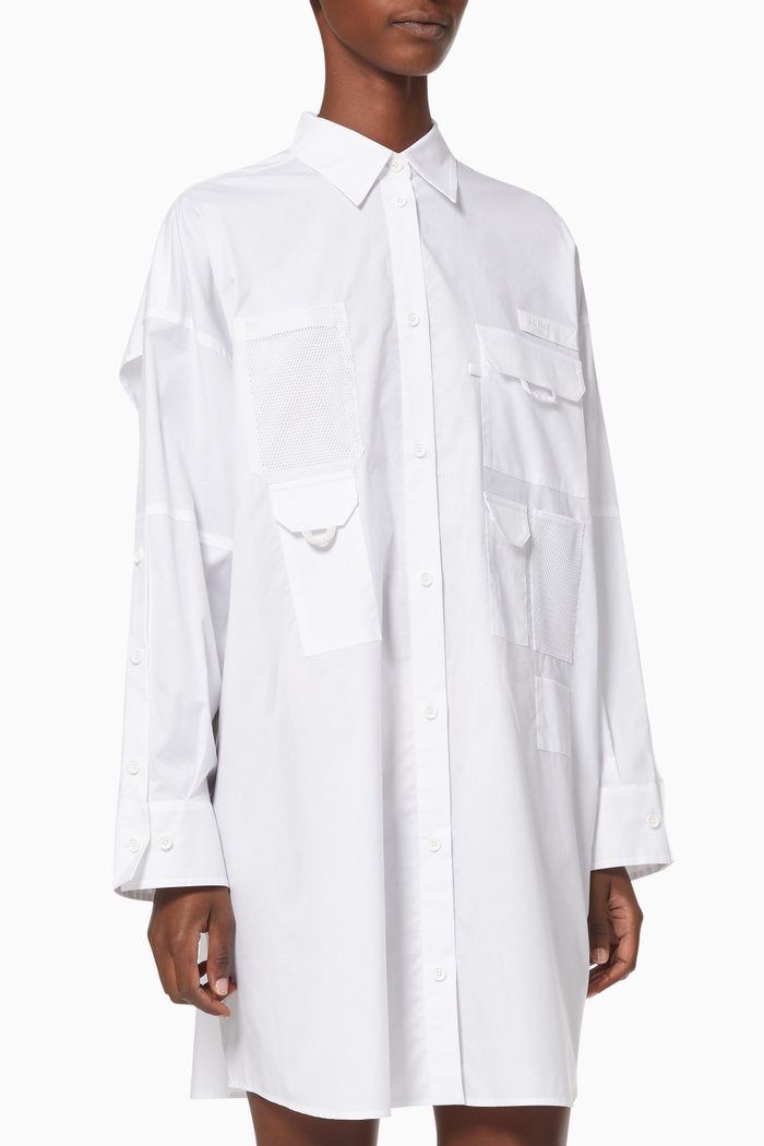 

Boxy Shirt Dress in Cotton Poplin, White