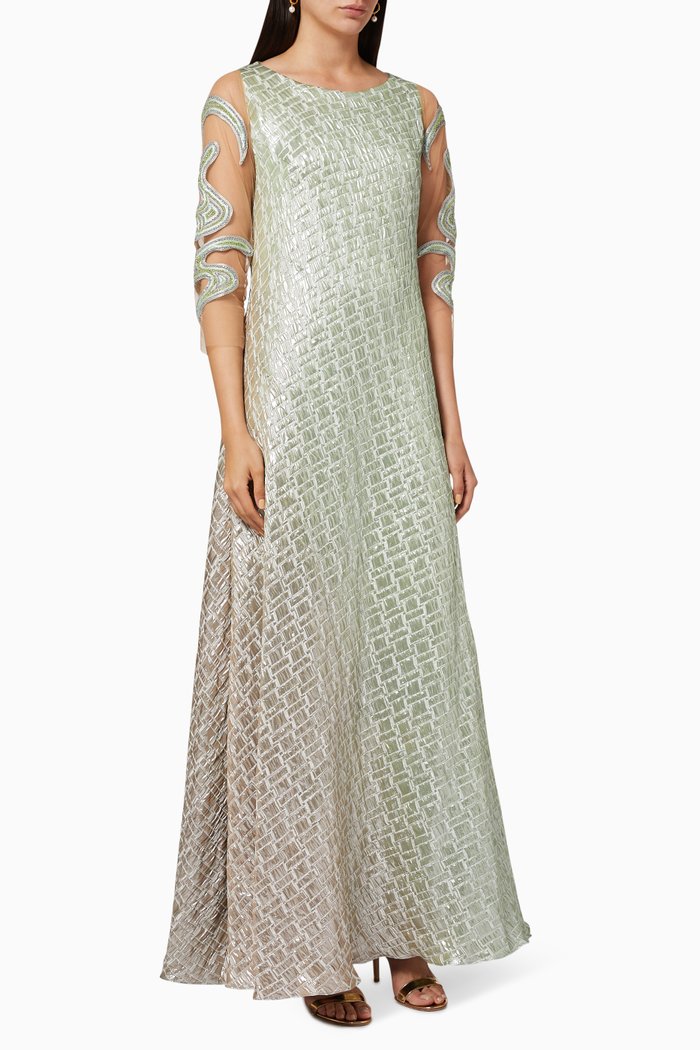 Ariana Ombré Jacquard Dress, Green