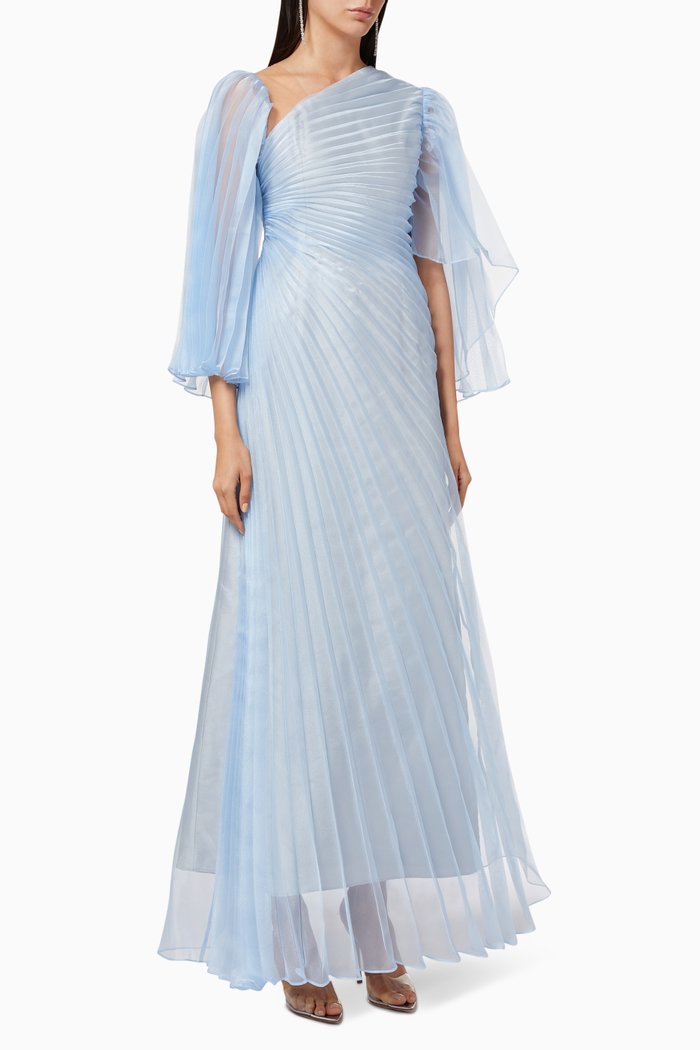 

Nadia Asymmetric Pleated Dress, Blue