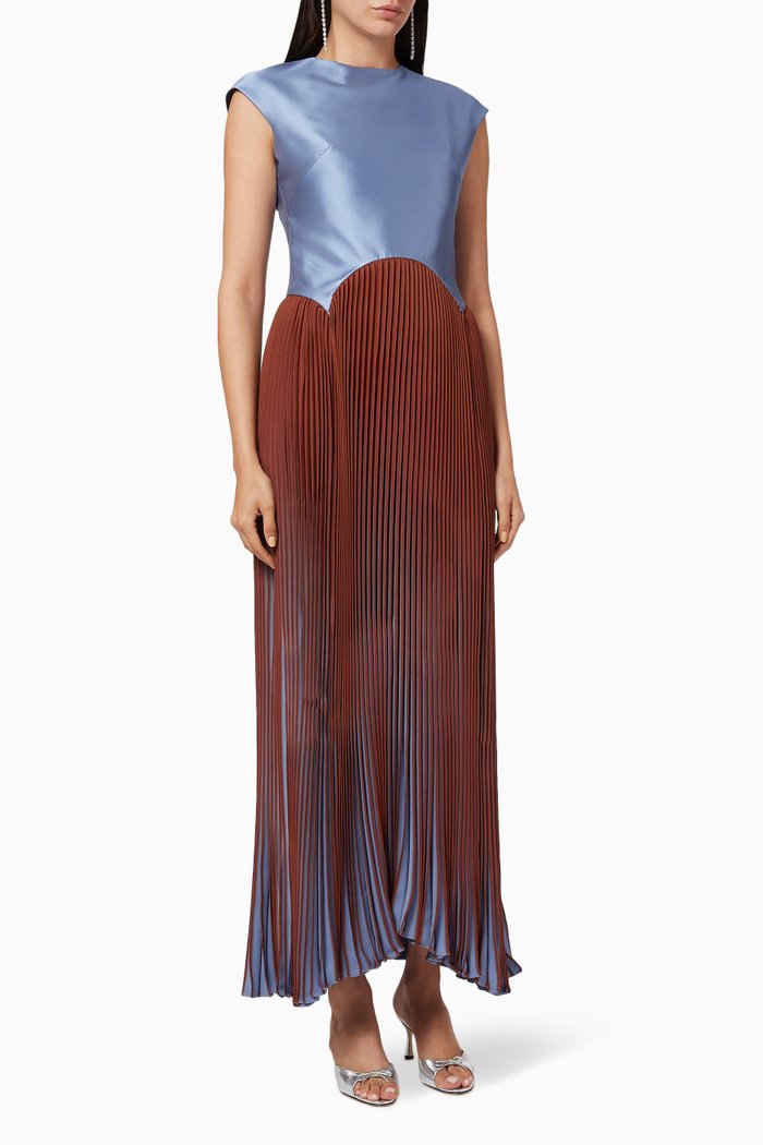 

Fiona Ombre Pleated Dress, Blue