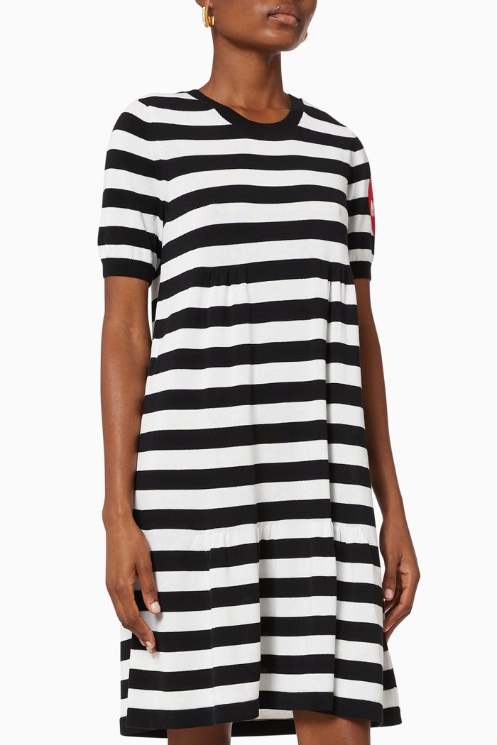 

Striped Cotton Dress, Black