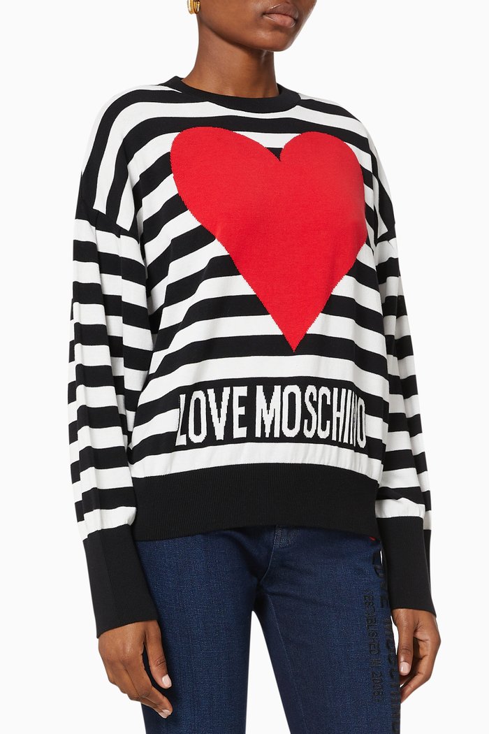 

Heart Print Cotton-knit Sweatshirt, Multicolour