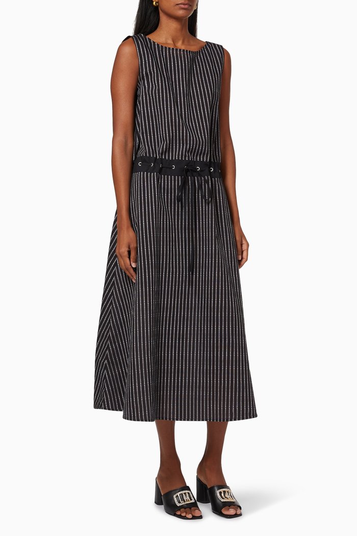 

Logo Stripe Midi Dress, Black
