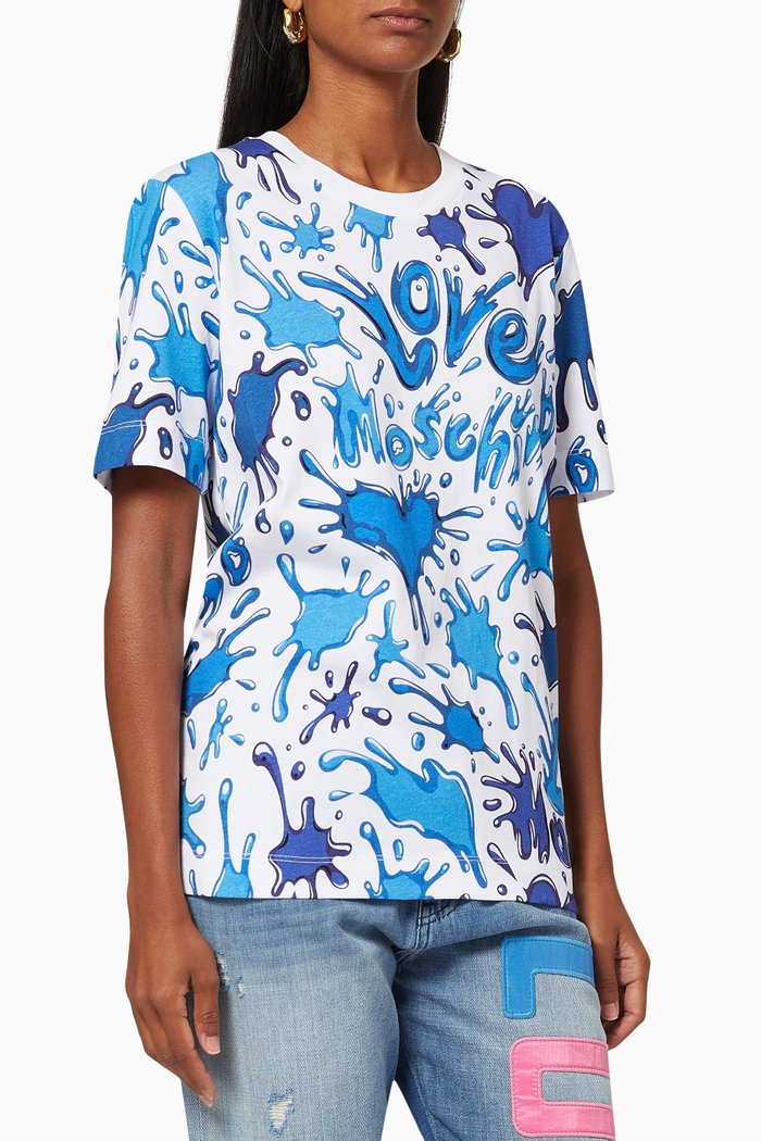 

Splash Hearts T-shirt in Cotton Jersey, Blue