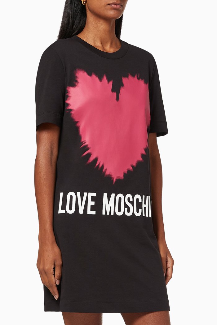 

Heart Print Dress in Cotton, Black