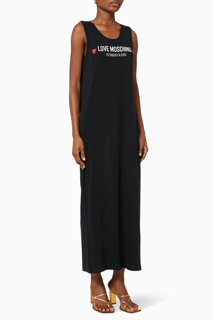 

Logo Print Tank Dress, Black