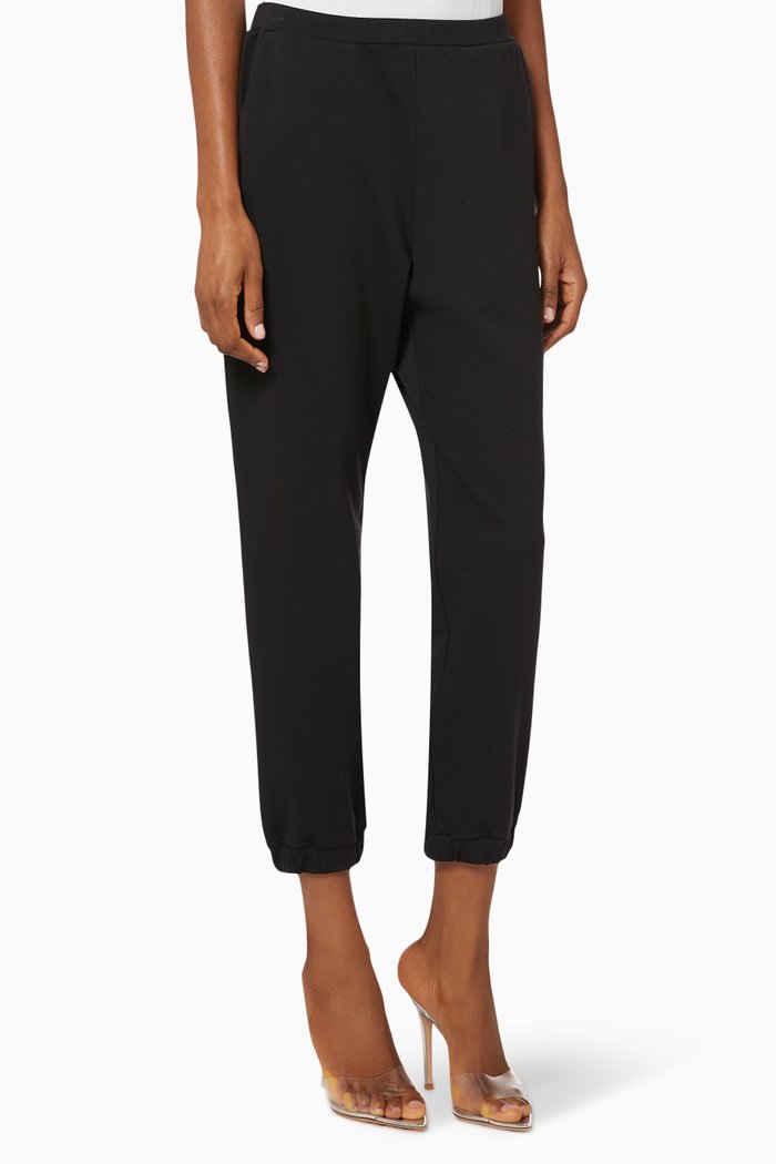 

Glitter Logo Cotton-knit Sweatpants, Black