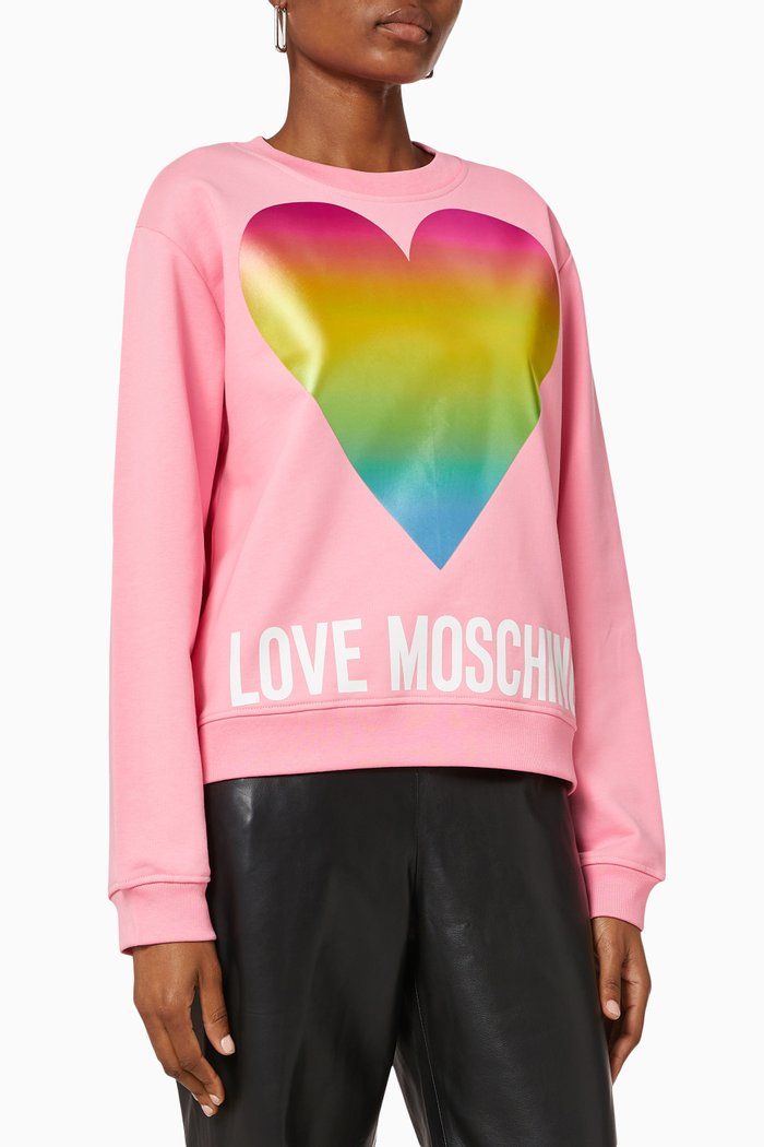

Rainbow Heart Cotton Sweatshirt, Pink
