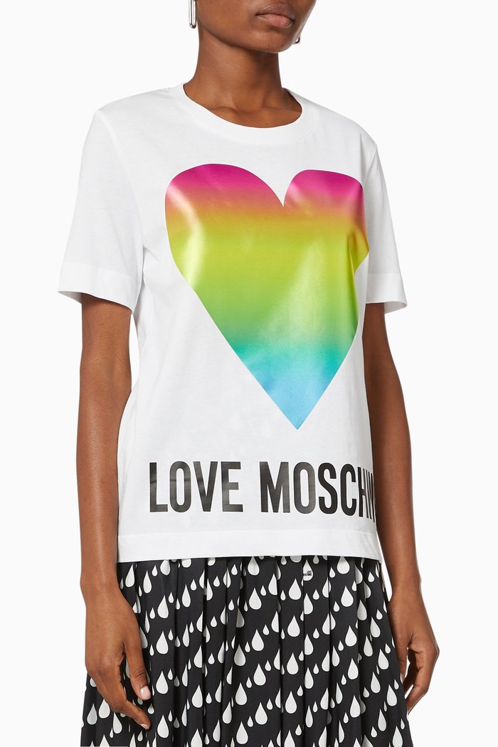

Rainbow Heart Cotton T-Shirt, White