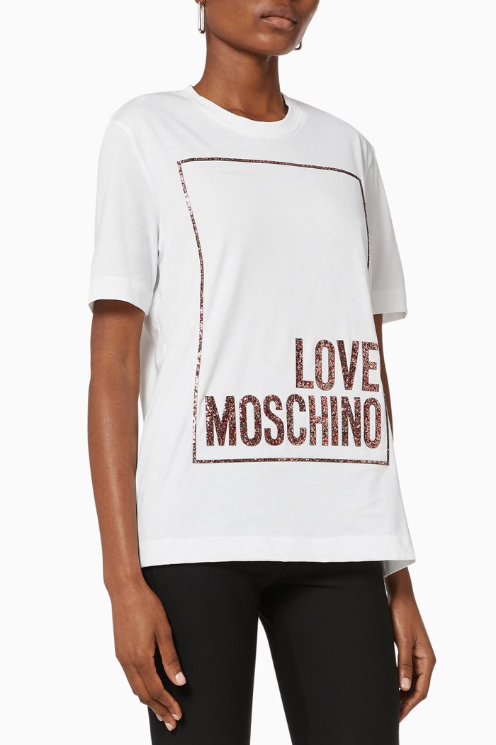 

Glitter Logo Cotton T-Shirt, White