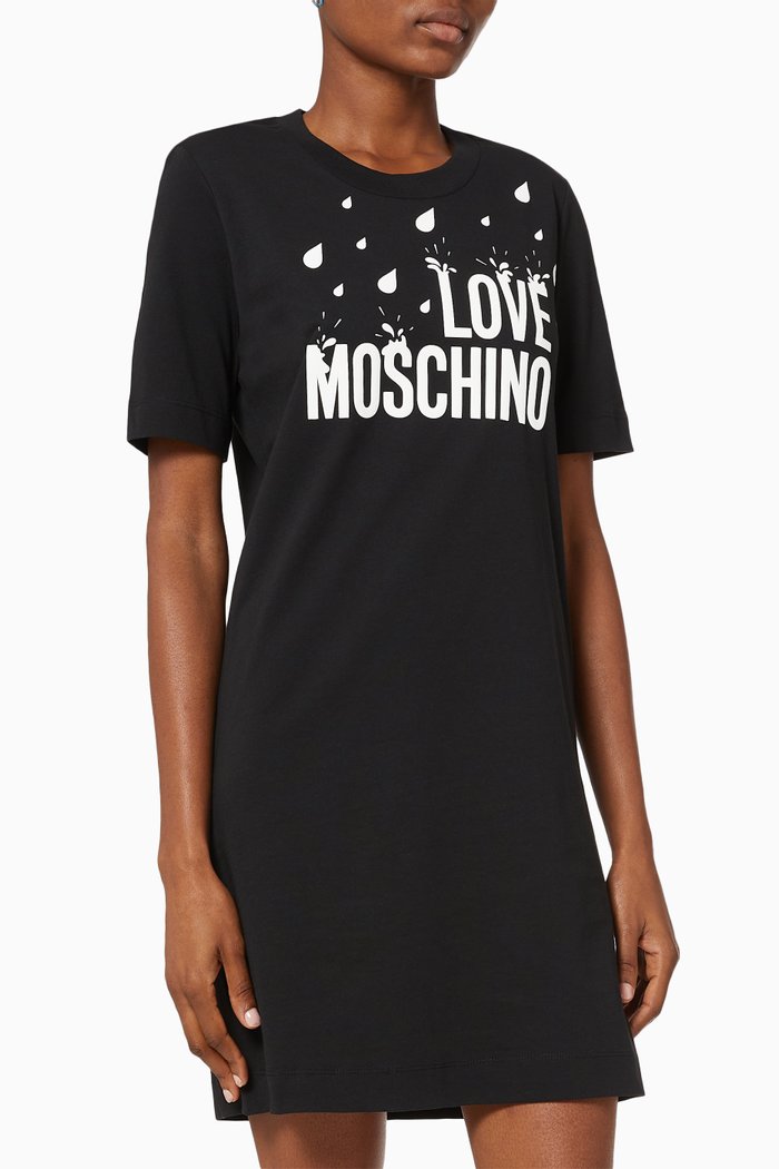 

Droplet Logo Cotton Dress, Black