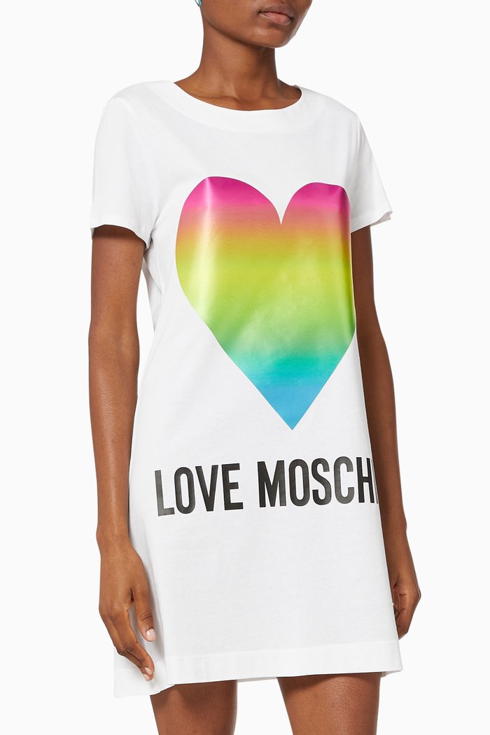 

Rainbow Heart Cotton Dress, White