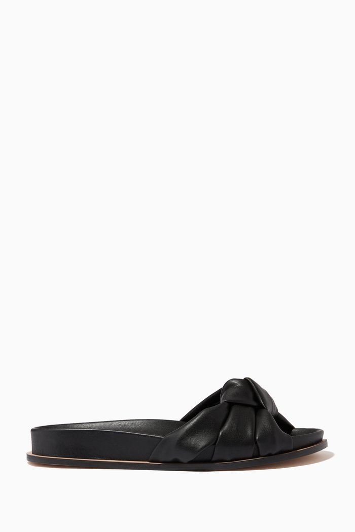 

Raffaella Flat Slides in Nappa Vegan Leather, Black