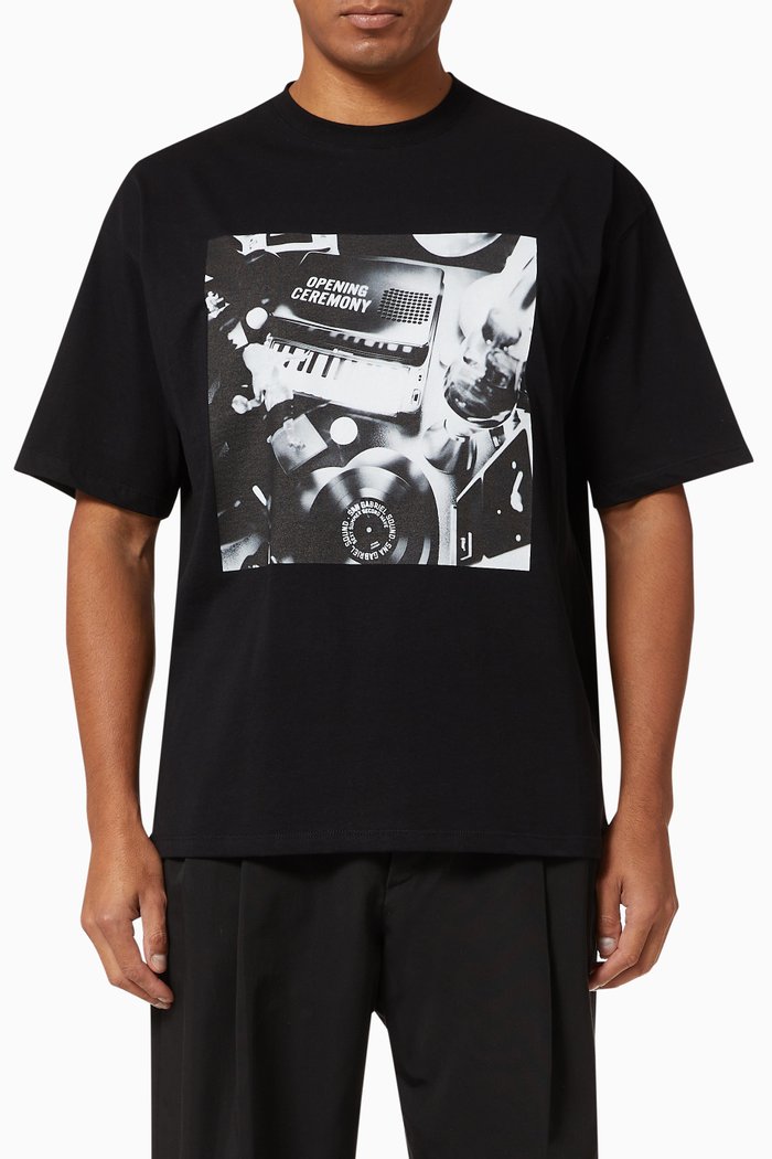 

Piano Print T-shirt in Cotton, Black